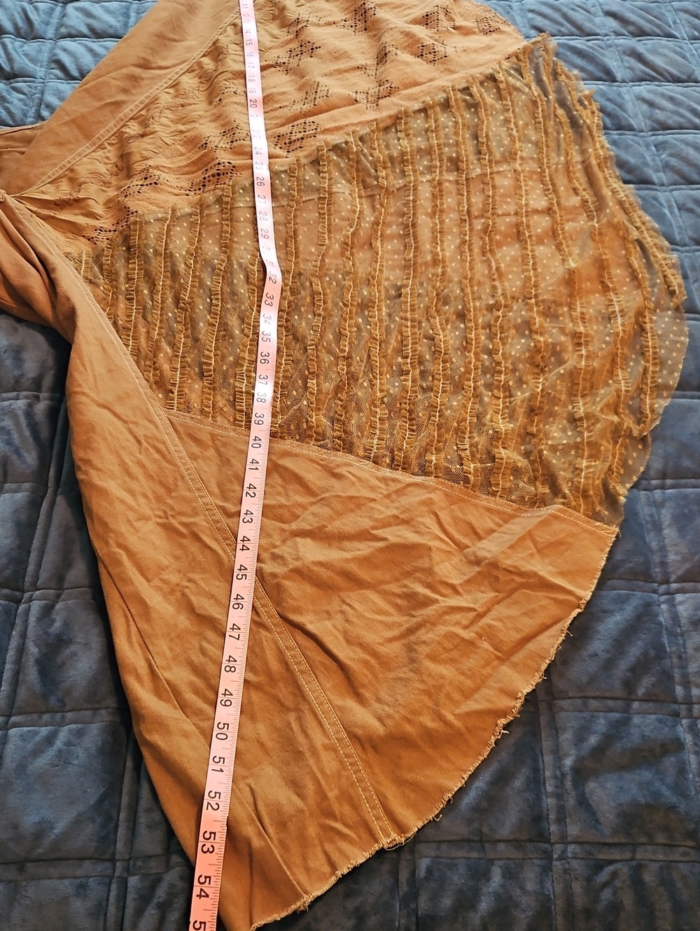 We The Free Great Escape Wide Leg Jeans | Rust Brown | Lace Inset | Size 29 - Picture 10 of 11